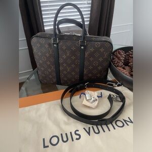 Louis Vuitton Monogram Macassar Porte Documents PM